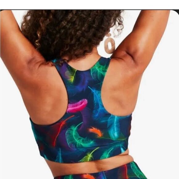 NWT New Terez DuoKnit Sports Athletic Work-Out Bra Lucky Feathers Racerback XL - Picture 2 of 6
